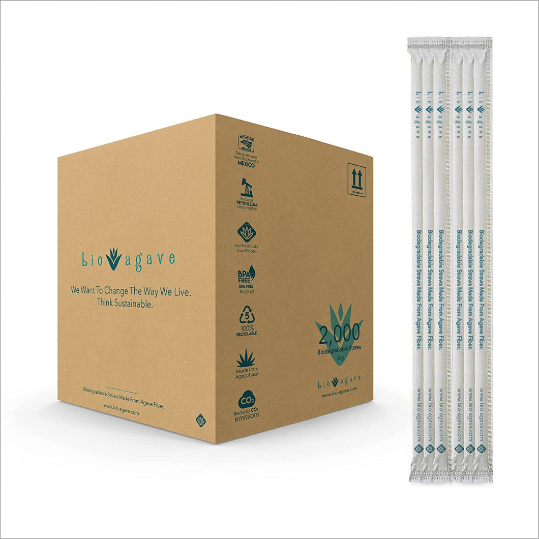 Agave Drinking Straws, Biodegradable, Individually wrapped, 500/bag 4 bags/Case 2,000/Case