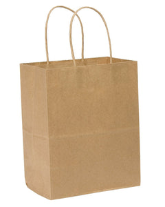 Chimp  8 x 4-3/4 x 10-1/2 Kraft Paper Shopping Bag w/Handle 250/Case