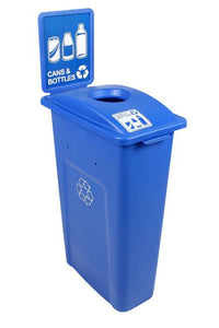 8825BL Slim "MO" Waste Bottle/Can Recycling Lid Blue (Fits 23 gal) 6/Case