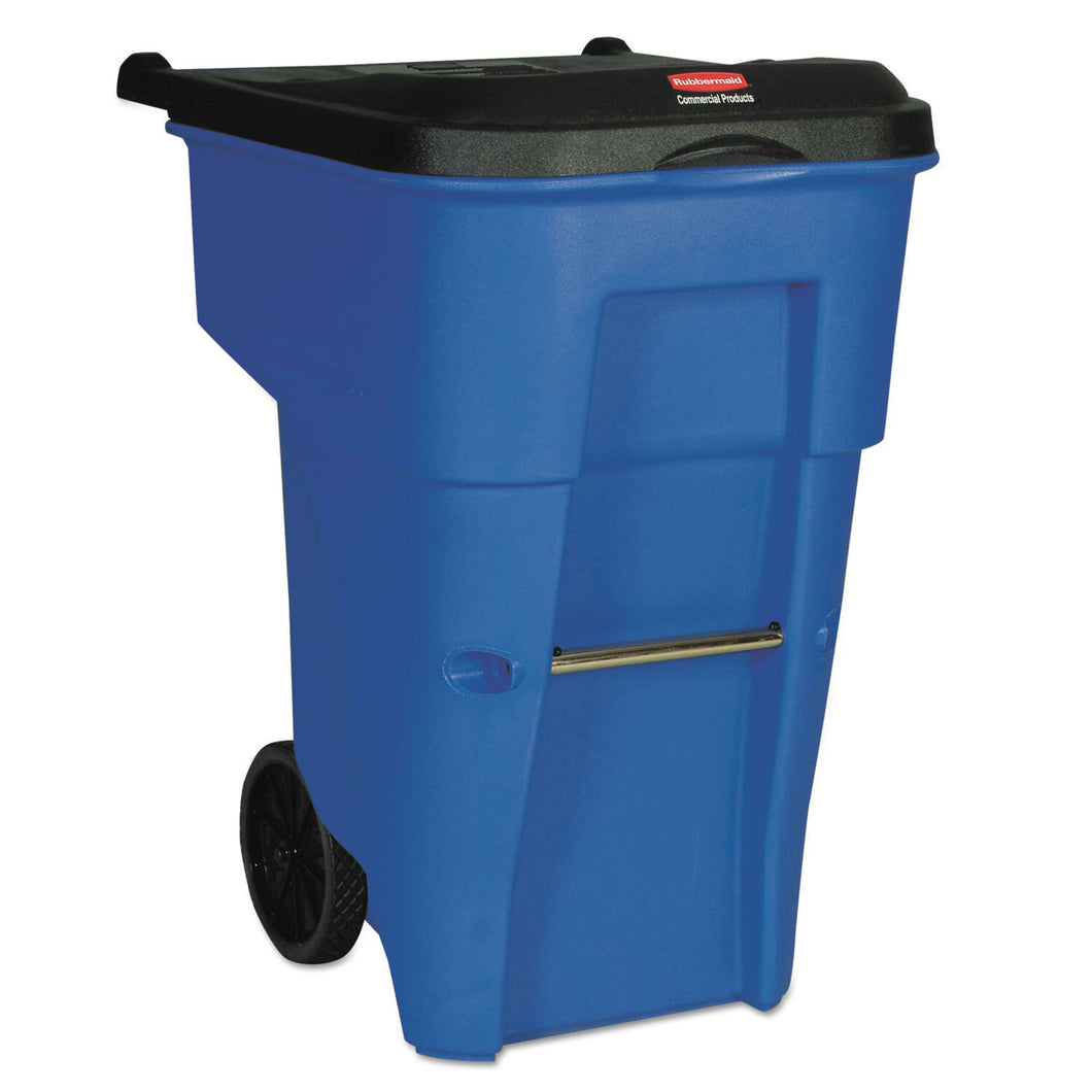 RCP9W2273BLU Brute Rollout Trash Container, Square, 95 Gal Blue with Wheels