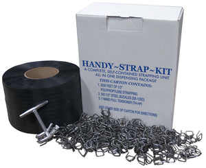 HGK3000 Black Strapping Kit Includes 1/2" x 3000' Polypro Strap, Tensioner And 300 Steel Buckles