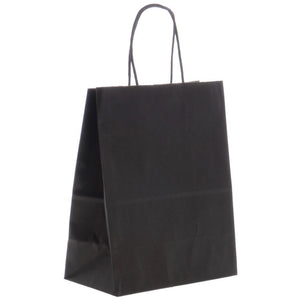 10" x 5" x 13"  Black Tint Reverse Out Shopping Bag with Black Handle 250/case